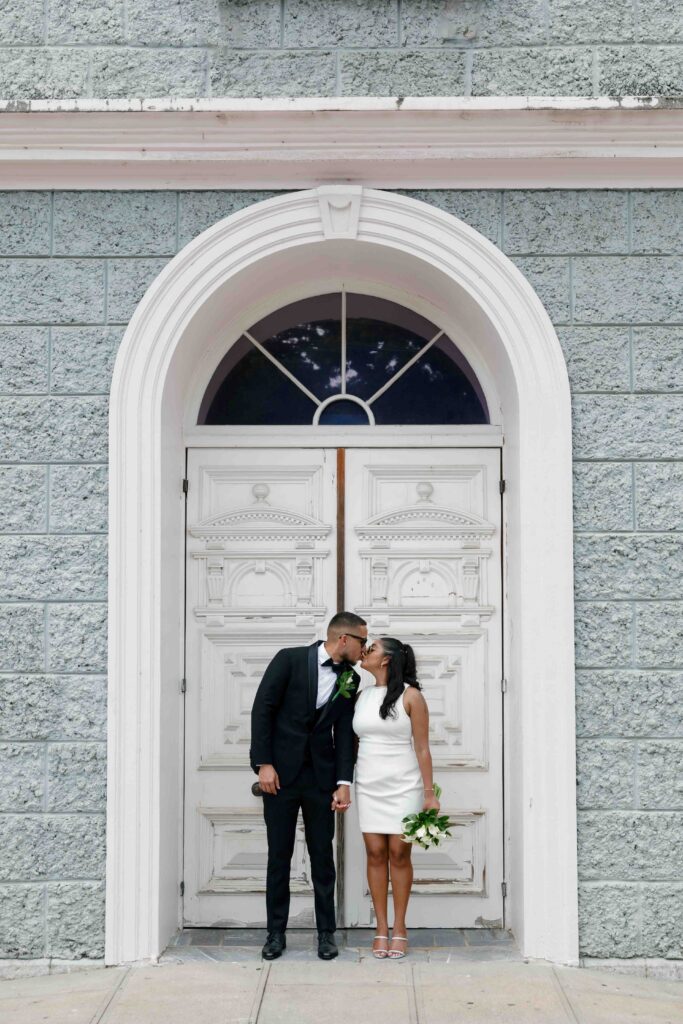 Wedding couple after legal marriage ceremony