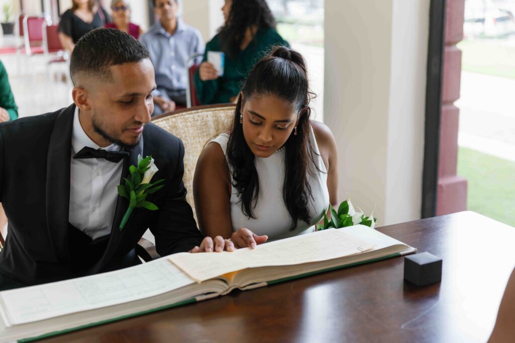 Civil wedding ceremony in port of spain with close family