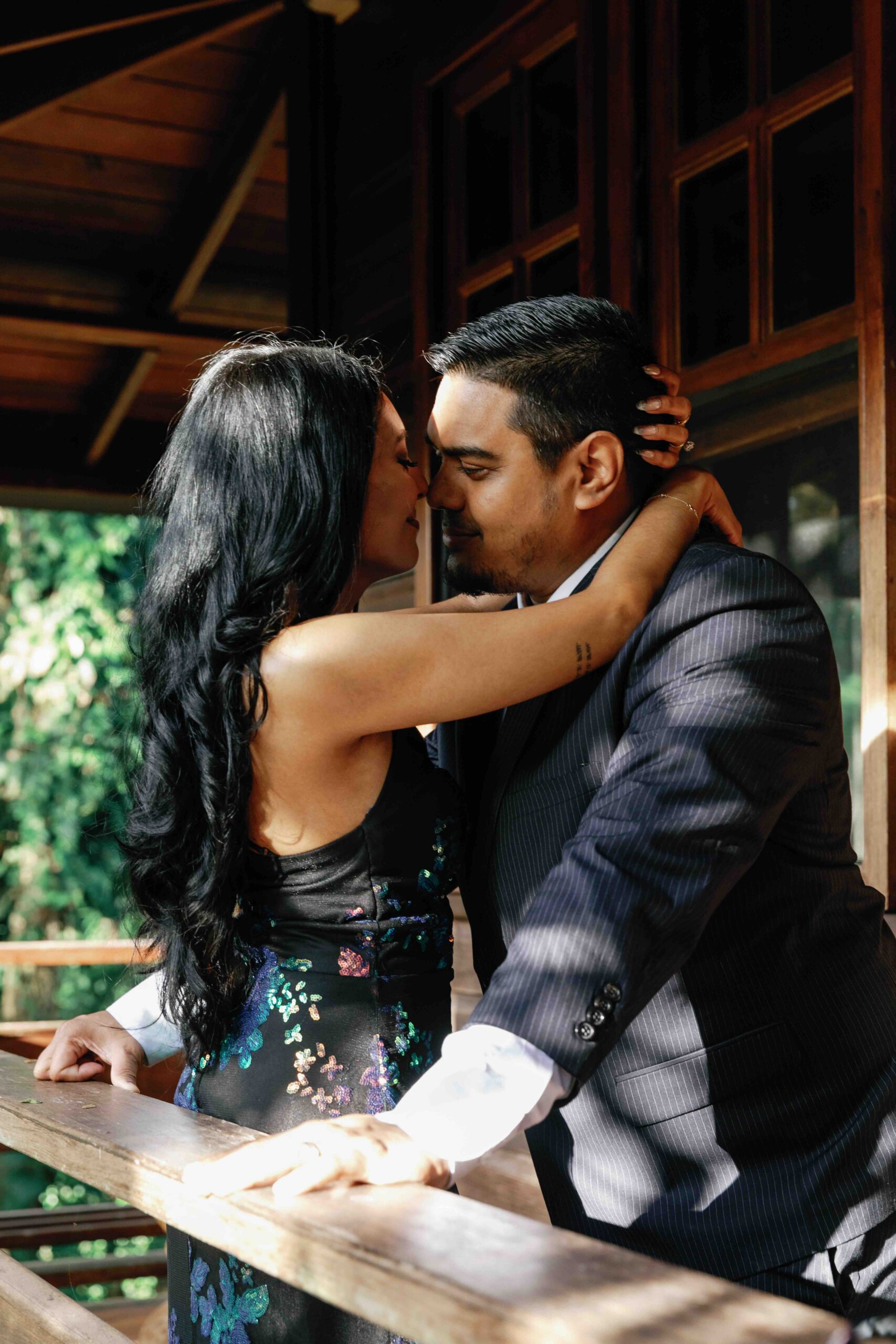 Couple embracing at San Salvador Estate in Trinidad